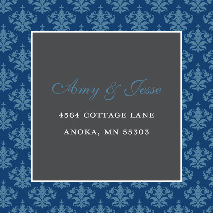 Modern Damask Blue Thank You Cards