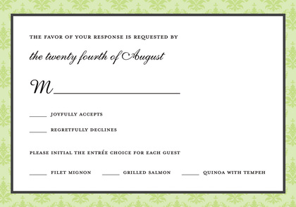 Elegant Sage Damask Formal Border Invitations