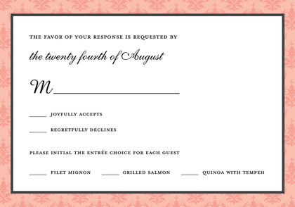 Formal Pink Damask Border Elegant Party Invitations