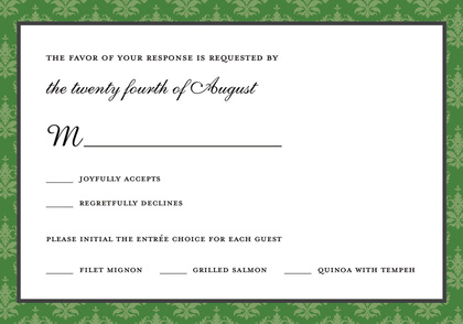 Elegant Sage Damask RSVP Cards