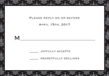 Unique Black Damask RSVP Cards