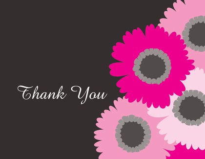 Pink Floral Brown Thank You Cards