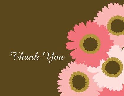 Fun Spin Blue Floral In Brown Thank You Cards