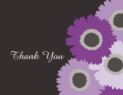 Pink Floral Brown Thank You Cards