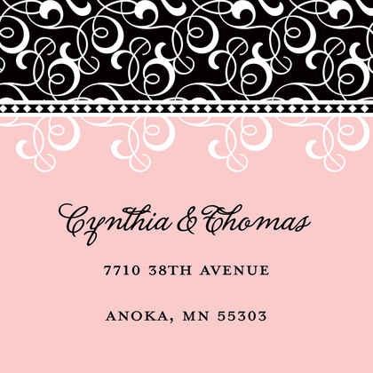 Black Pink Flourish RSVP Cards