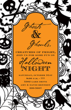 Witch Silhoutte Orange Pattern Invitation