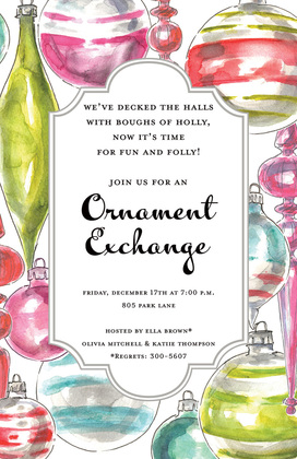 Bright Watercolor Ornaments Invitation