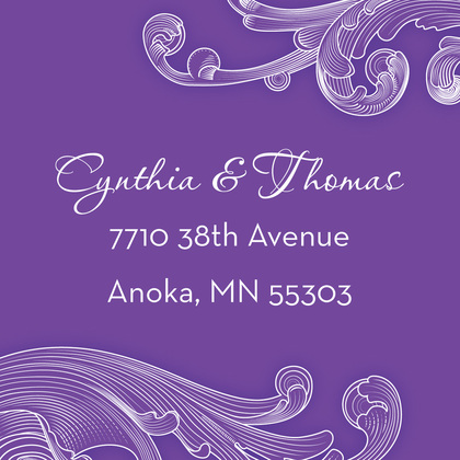 Stylish Violet Baroque Flourish Enclosure Cards