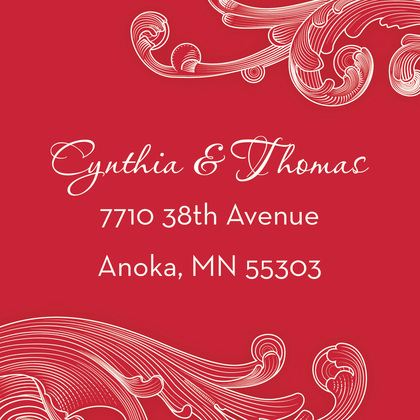 Modern Red Scroll RSVP Cards