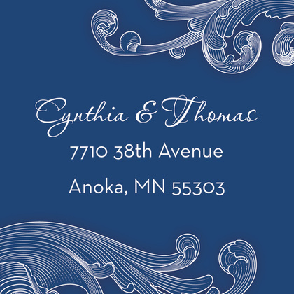 Elegant Navy Blue Baroque Flourish Enclosure Cards