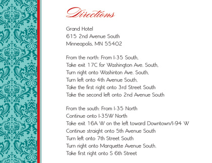 Vibrant Christmas Damask Enclosure Cards