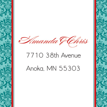 Teal Damask Flanks Thank You Cards
