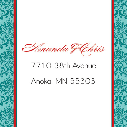 Teal Stylish Modern Damask Flanks Invitation