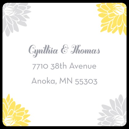 Simplistic Modern Yellow-Grey Floral Wedding Invites