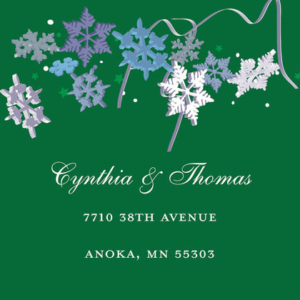 Green Winter Snowflakes RSVP Cards