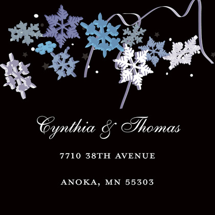 Black Winter Snowflakes Invitation