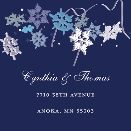 Blue Winter Snowflakes In Deep Navy Invitation