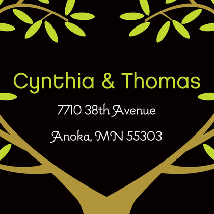 Tree Leaves Black Wedding Invitations