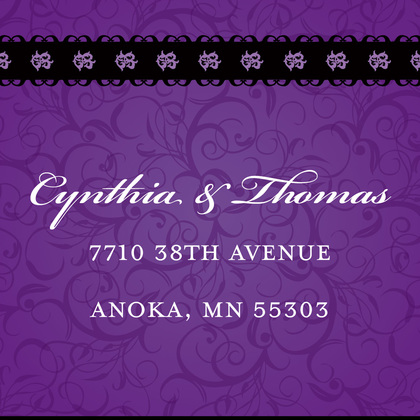 Purple Flourish Black Band Formal Wedding Invitations