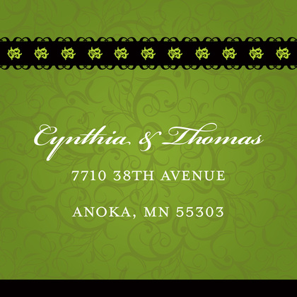 Formal Green Flourish Initial Wedding Invitations