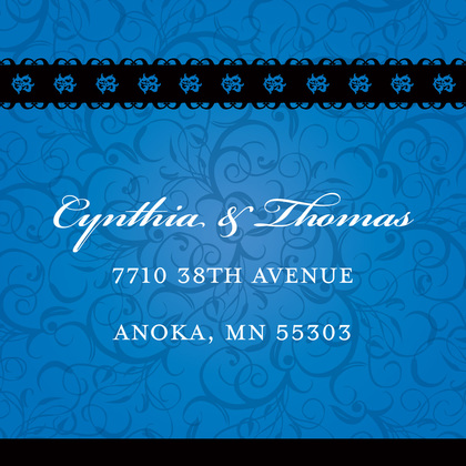 Elegant Flourish Medium Blue Modern Wedding Invites