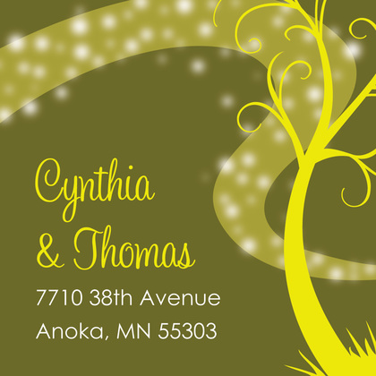 Whimsical Night Swirl Lime Square Wedding Invites