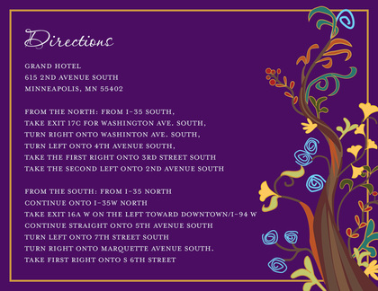 Rich Purple Border Tree RSVP Cards