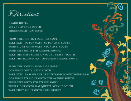 Teal Border Classic Tree RSVP Cards