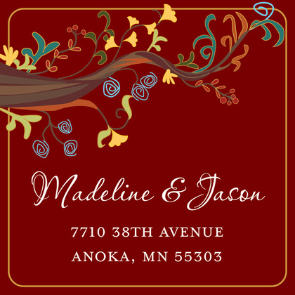 Red Border Modern Tree RSVP Cards