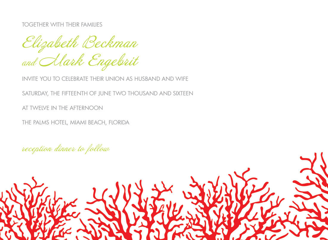 Romantic Red Coral Beach Invitations