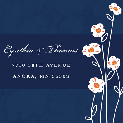 Daisies Modern Marble Blue RSVP Cards