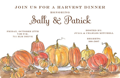 Watercolor Pumpkins Night Invitations