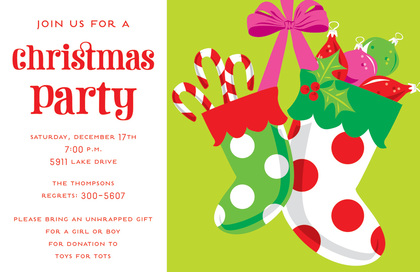 Festive Stocking Polka Dots Invitations