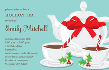 Wrapped Holly Tea Pot Holiday Invitations