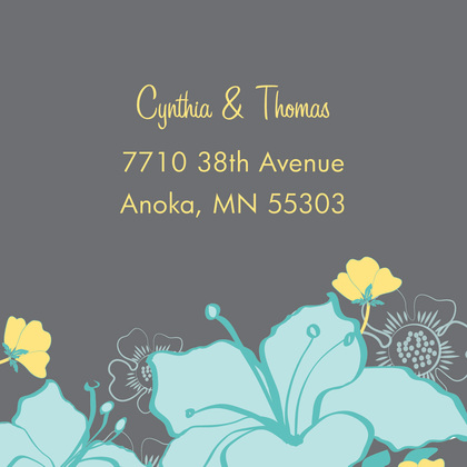 Turquoise Hibiscus Flower RSVP Cards