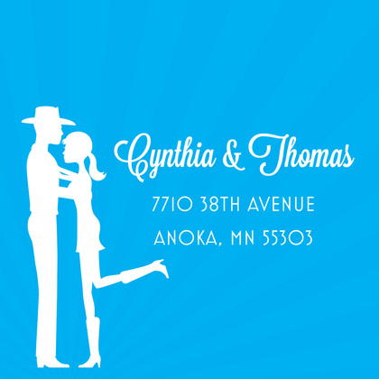 Romantic Western Couple Teal Stickers