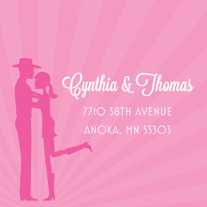 Pink Cowboy Couple Bridal Shower Invitations