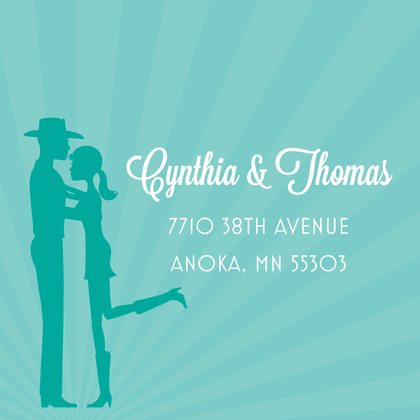 Teal Cowboy Couple Bridal Shower Invitations