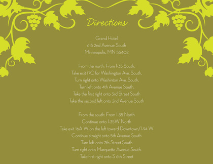 Modern Grape Vine Lime Vintage Wedding Invitations