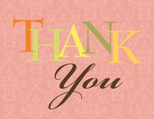 Playful Pink Damask Thank You Cards