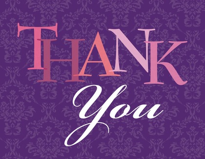 Playful Pink Damask Thank You Cards