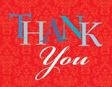 Red Lantern Classic Lotus Borders Thank You Cards