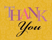 Mustard Yellow Damask Thank You Cards