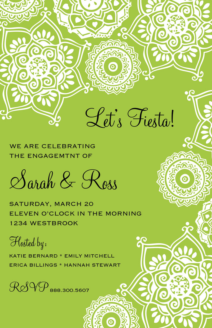 Indie Floral Green Charming Bridal Invitations