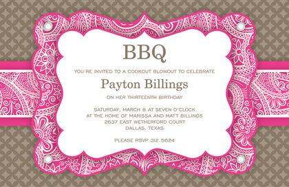 Black BBQ Bandana Border Invitations