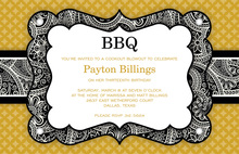 Black BBQ Bandana Border Invitations