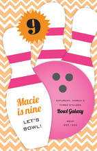 Girly Pink Bowling Birthday Party Invitations