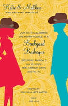 Mustard Paisley Western Couple Invitations