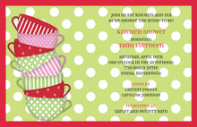 Holiday Tea Cups White Polka Dots Invitation