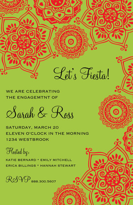 Indie Floral Green Charming Bridal Invitations